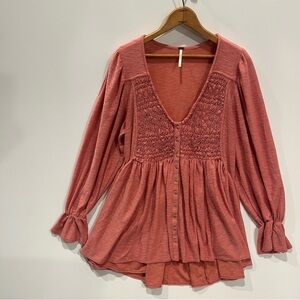 Free People Don't Call Me Baby Tunic Mini Dress Buttondown Oversized Size Small